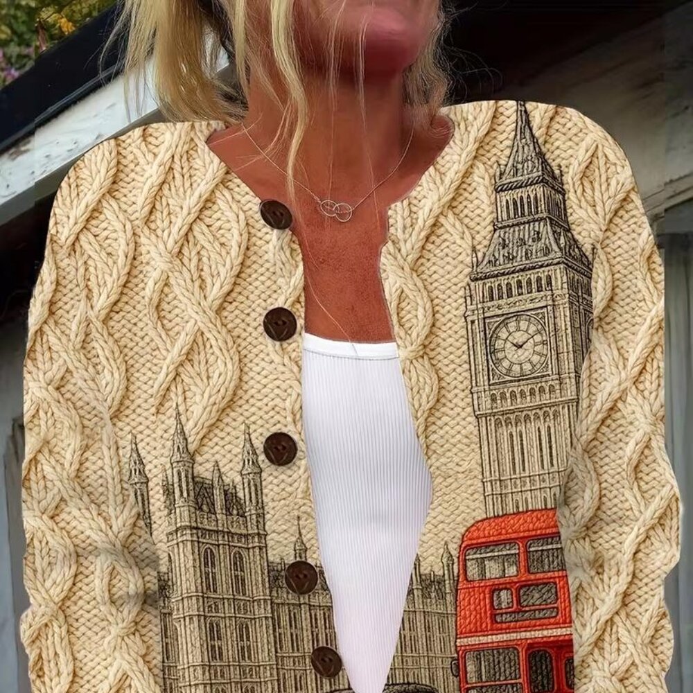 Women’s Cardigan London-Themed Sweater